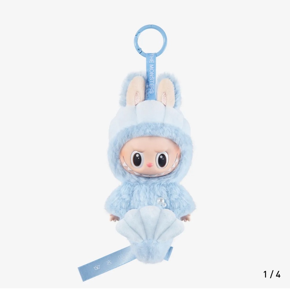 Plush Bunny Keychain Charm - Light Blue